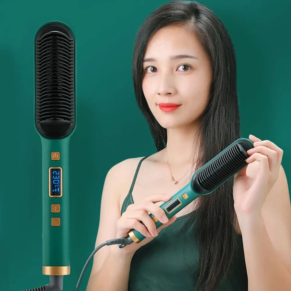 Bin Majid Souq® 2-in-1 Hair Straightener & Curling Brush