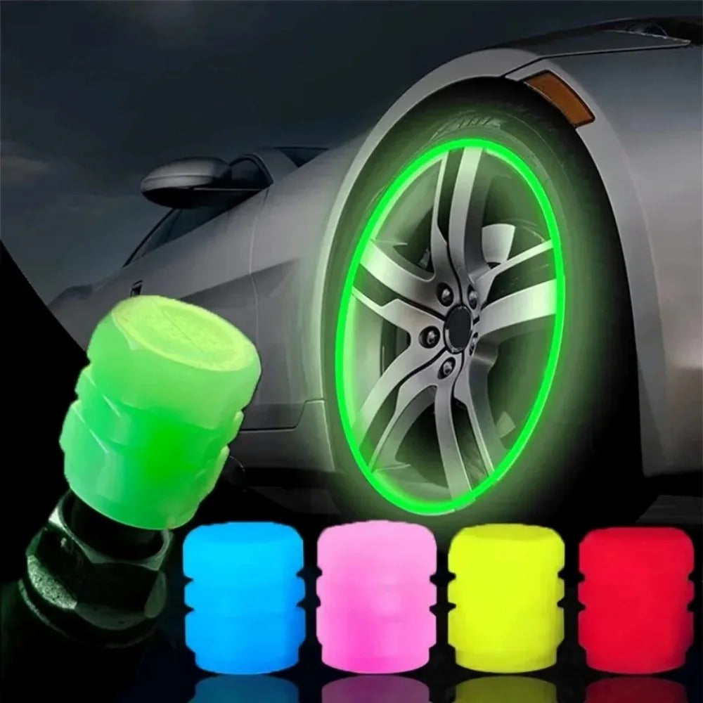 Bin Majid Souq® 4pcs Luminous Valve Caps for Electric Vehicles, Motorcycles, Bicycles, and Trucks