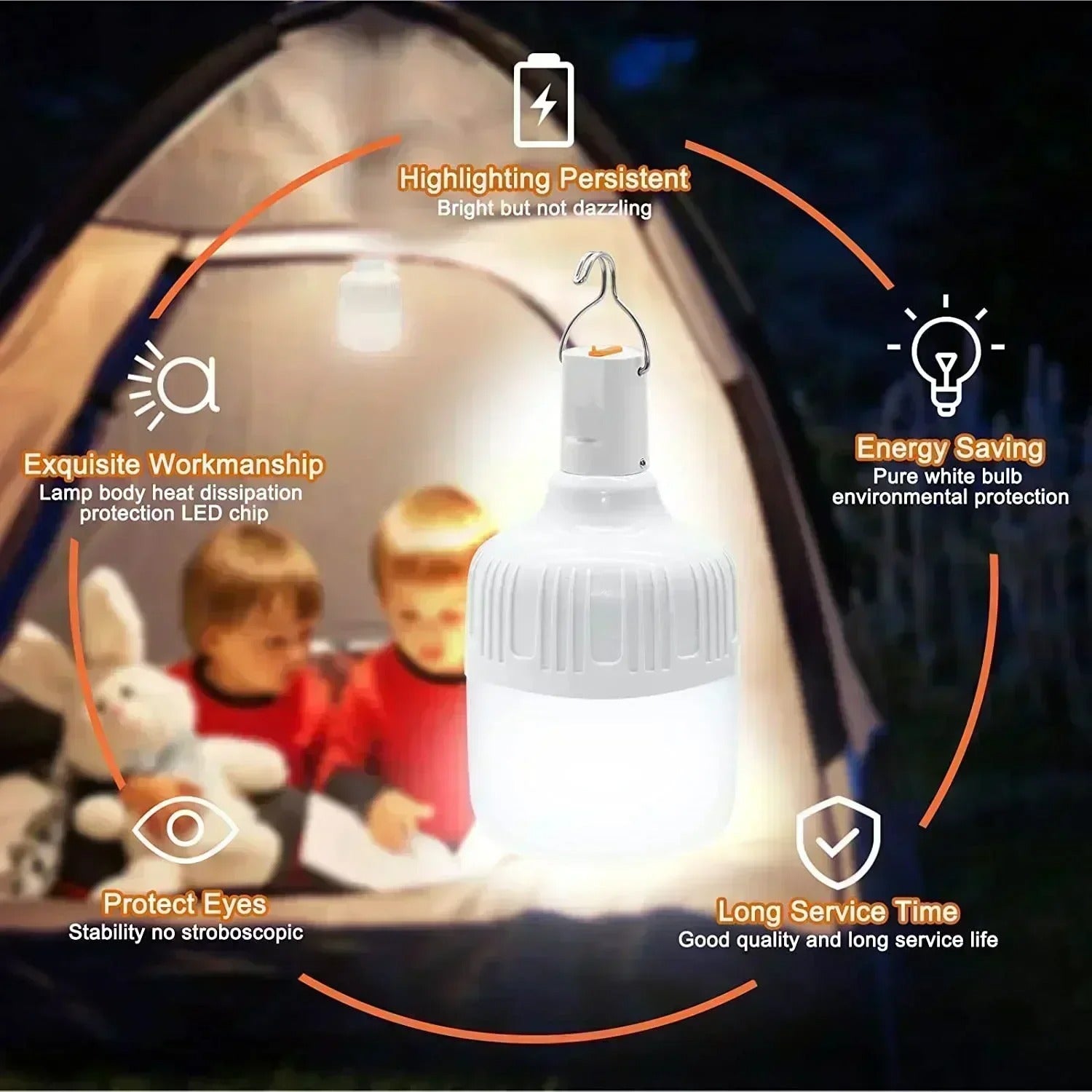 Bin Majid Souq® 60W USB Rechargeable LED Lantern - Perfect for Camping and Outdoor Activities