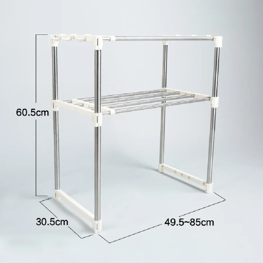 Bin Majid Souq®  Stainless Steel Microwave Shelf with Hooks