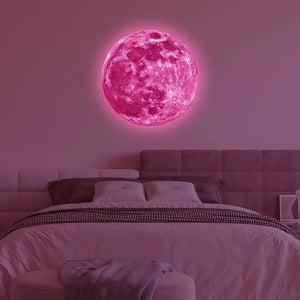 Bin Majid Souq® Aesthetic 3D Luminous Moon Wall Sticker - Glow in the Dark PVC Decal for Kids' Rooms