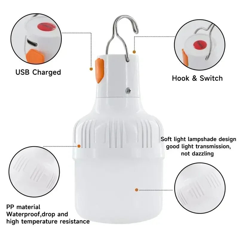 Bin Majid Souq® 60W USB Rechargeable LED Lantern - Perfect for Camping and Outdoor Activities