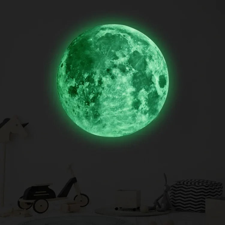 Bin Majid Souq® Aesthetic 3D Luminous Moon Wall Sticker - Glow in the Dark PVC Decal for Kids' Rooms