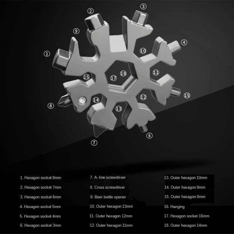 Bin Majid Souq® 18-in-1 Mini Snowflake Multi-Tool