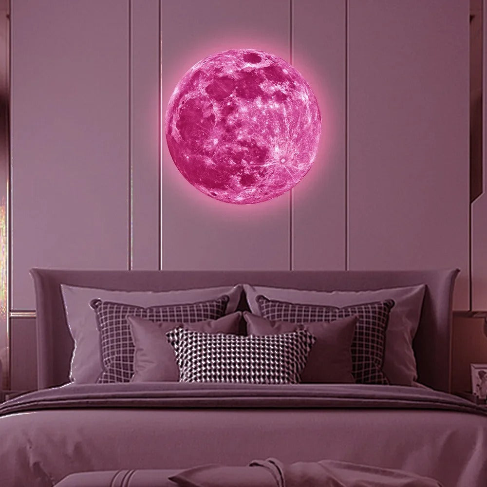 Bin Majid Souq® Aesthetic 3D Luminous Moon Wall Sticker - Glow in the Dark PVC Decal for Kids' Rooms