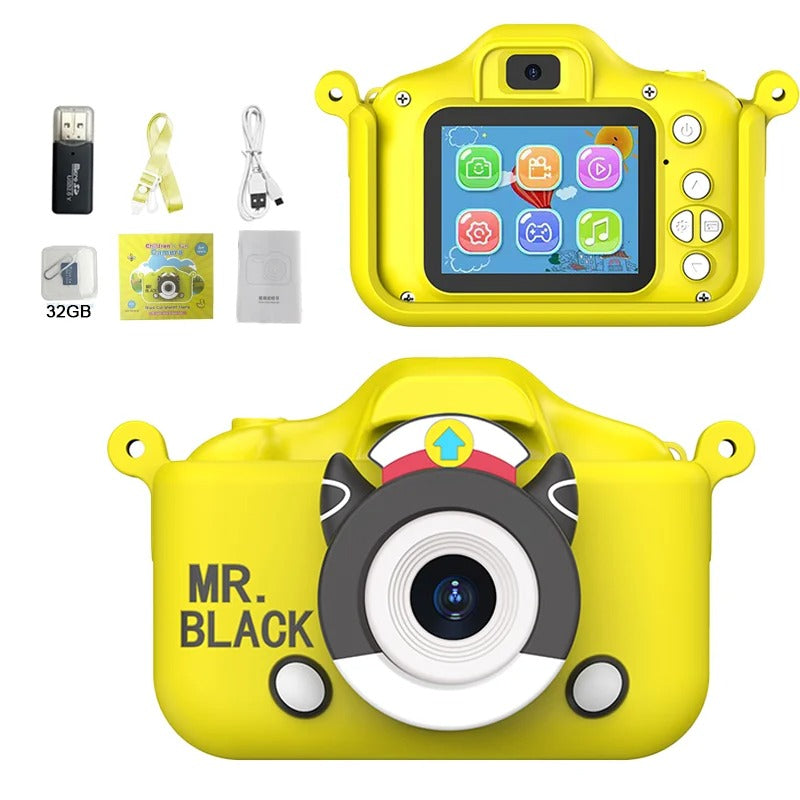 Bin Majid Souq® Mini Black Cat Detective Camera for Kids - Digital Toy with Video & 32GB SD Card